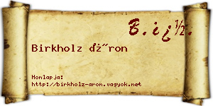 Birkholz Áron névjegykártya
